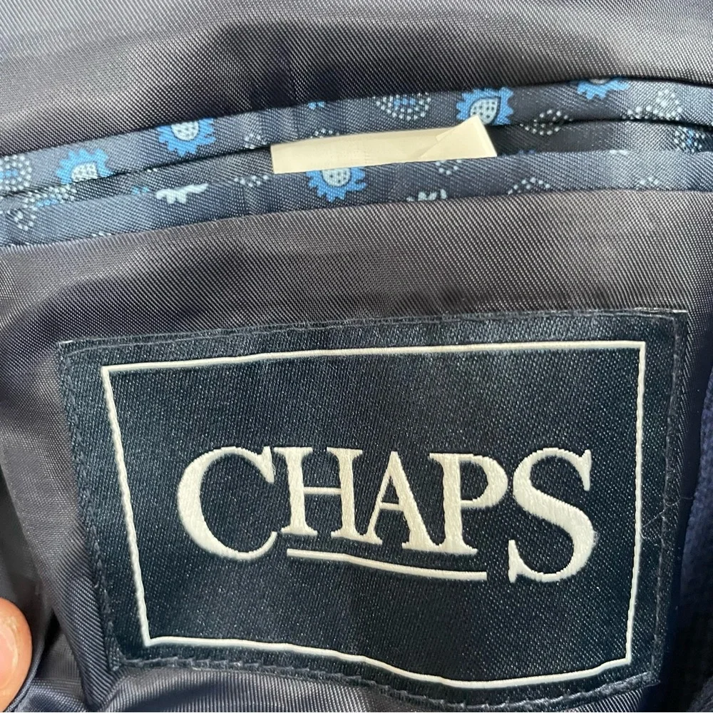 Chaps‎ 46R Polyester Button Blazer Sport Coat Jacket Check Blue